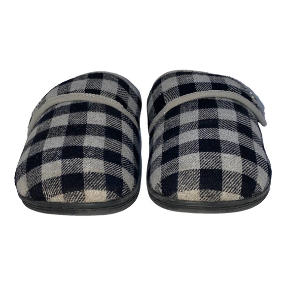 Vionic Sadie Gray Plaid Checkered Slipper Mule Adjustable Strap Orthotic sz 7 - Picture 3 of 12